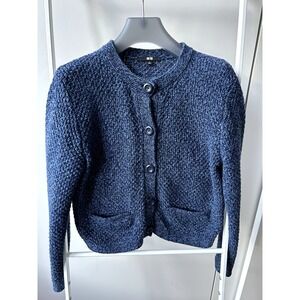 UNIQLO Women's Knit Cardigan Blue Size Small (Asian Fit) XS (US) Cotton Pockets